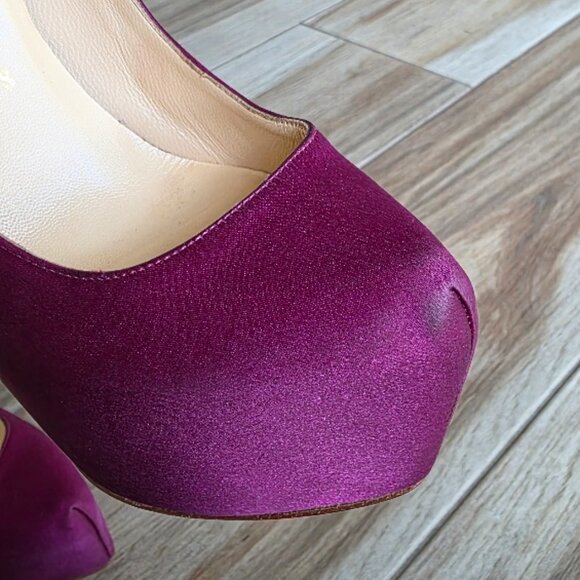 PRICED DROP! Christian Louboutin Def Daffodiles Purple Satin Shoes 160 Eur. 34.5 - Picture 16 of 16